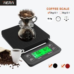 3kg / 0,1 g 5 kg / 0,1 g d'échelle de café goutte à goutte avec minuterie Échelle de cuisine numérique électronique portable haute précision écailles électroniques 240508