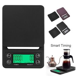 Balance à café numérique LCD 3kg 5kg 0 1g, Mini Balance Portable, minuterie électronique, Balance alimentaire pour café de cuisine, noir Brown284o
