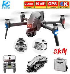Drones de caméra à cardan professionnels 3Km 6K 4K GPS longue Distance 5G WiFi FPV sans brosse 28 minutes S stabilisation quadrirotor Dron 2202184153553