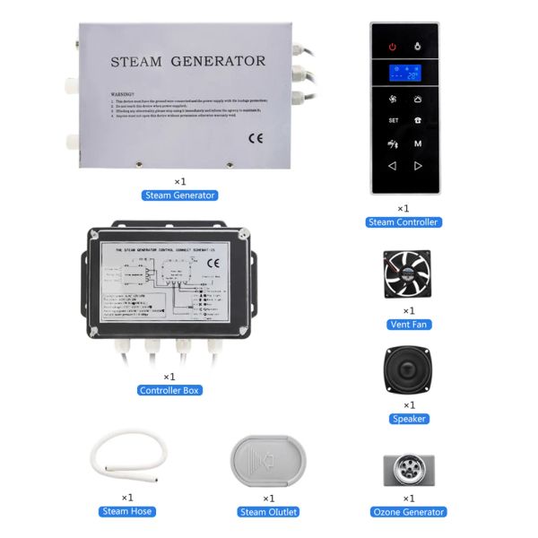 3KW AC 220V CE CE CERTIFICADO Generador de vapor de vapor de vapor húmedo de vapor de sauna húmeda con temperatura de tiempo Configuración de agua IPX4