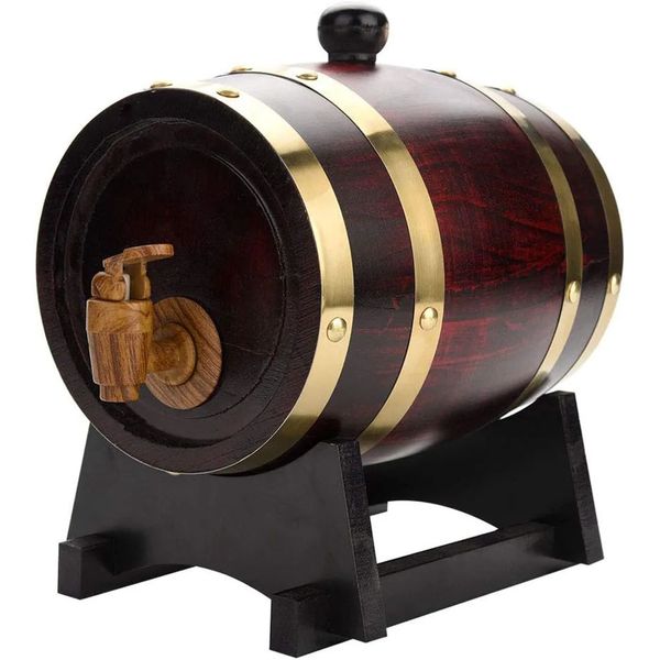 Distributeur de robinet pour Pot de rhum, baril en bois de 3l, outils de brassage de bière en chêne Vintage, pour Pot de rhum, Whisky, Bar à vin, carafe à whisky à domicile 240122