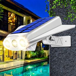 Lámpara de pared Solar 3led, cámara de simulación, Sensor de movimiento, iluminación de paisaje exterior, lámpara de seguridad de 2 modos