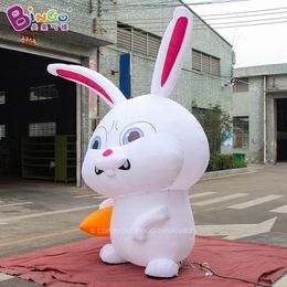 3m 10 pieds Hauteur extérieur géant Animal gonflable Rabbit blanc tenant une cartonne de carotte de carotte chracter pour la publicité d'événement décoration de Pâques