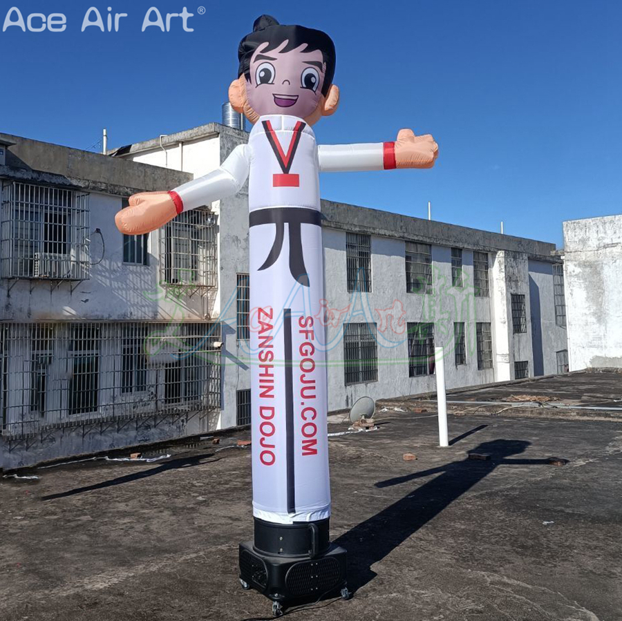 3m 10ft Inflatable Advertising Taekwondo Boy Character Air Dancer One Leg Skydancer for Promotion
