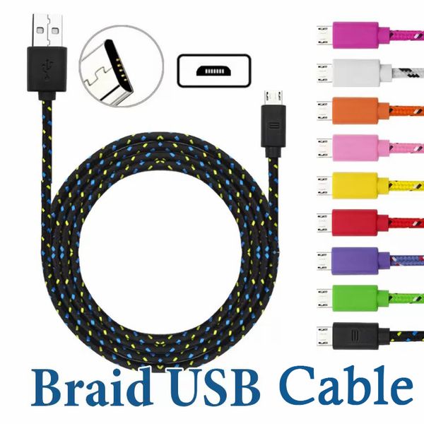 3M / 10FT USB TO Type C Cables Data Sync Charge pour téléphone portable Android sans emballage