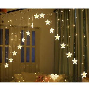 16 LED Star rideau à cordes Lumières de Noël Fairy Light Garland LED Wedding Home Party Birthday Decoration EU 201203