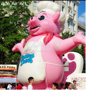 Animal soufflé par air de chef de porc rose gonflable fait sur commande de 3m/4m/5mH pour l'exposition de publicité de restaurant