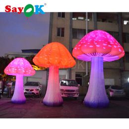 3m / 4m / 5mh Éclairage de sol de champignons gonflable Impression complète avec des lumières LED colorées pour les décorations de fête de mariage des événements