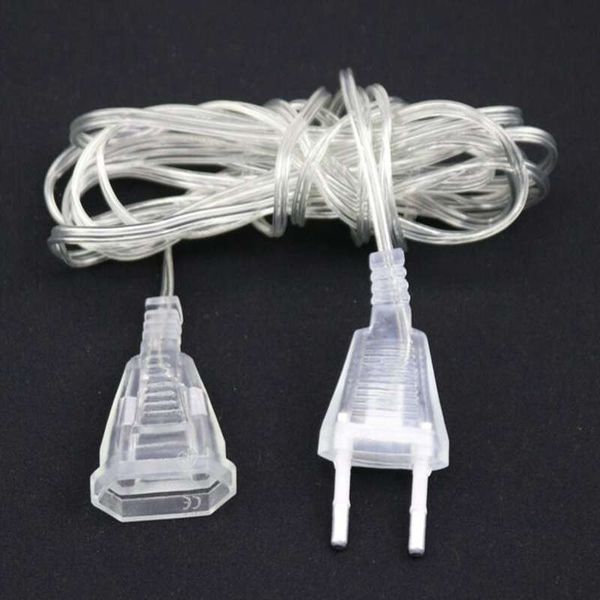 3M 5M EU US Plug Extender Cable USB Cable de extensión para LED String Light Cable estándar transparente