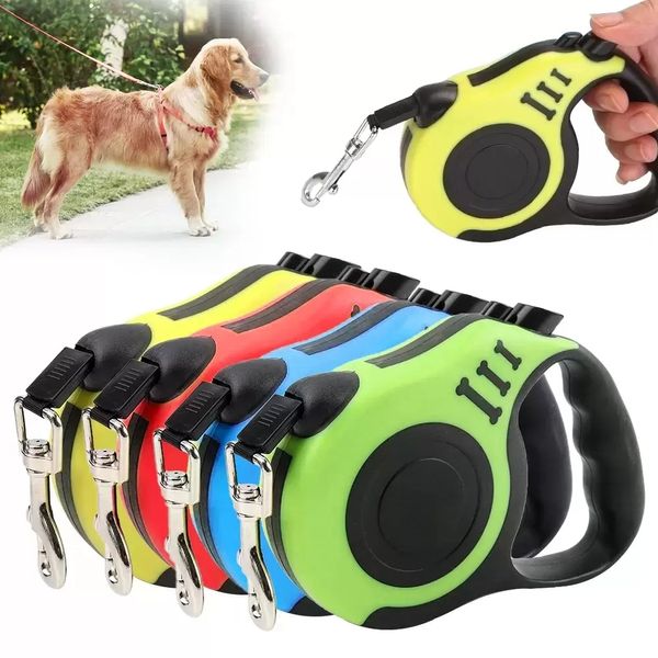 Correas retráctiles para perros de 3M/5M, correa de cuerda de tracción automática de nailon para cachorros y gatos, correa para caminar para mascotas, suministros para perros pequeños y medianos