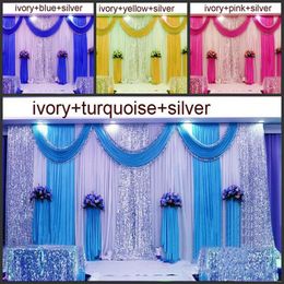 3m 6m Toile De Fond De Mariage Swag Party Rideau Célébration Scène Performance Fond Drapé Argent Paillettes Faveurs De Mariage Fournisseurs217N