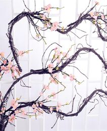 3m Flor artificial Plantas falsas Tree Rattan Ramas de cerezo de la pared Carril de pared Vina flexible para el hogar Decoración de bricolaje de Jardín de boda8838184