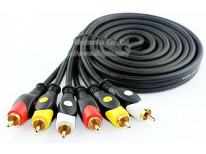 Cables, 3M chapados en oro TRES RCA macho a TRES-RCA-macho Enchufe Audio Video TV-AV Set-Top-Box Connector Cable