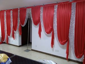 3M high*6M wide swags for backdrop party background draps valance wedding backcloth stage curtain with sequins draps