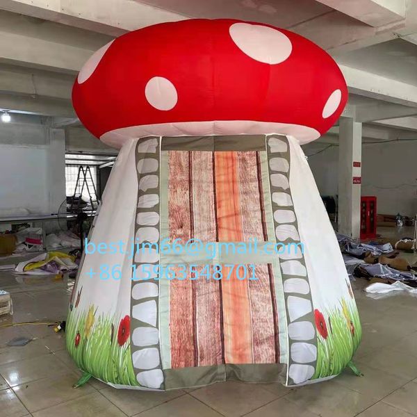 Tente champignon gonflable de 3 m de haut avec lumières LED à l'intérieur du décor de fête de décoration d'événements pour enfants