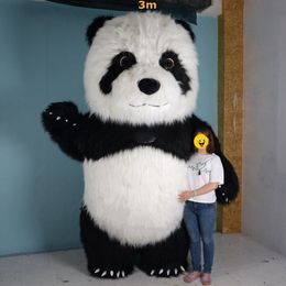 3m groot opblaasbaar bont panda mascottekostuum full body draagbaar wandelopblaaspak voor marketingentertainment