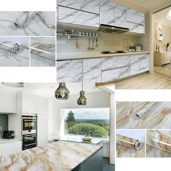 3m cuisine auto-adhésif imperméable et résistant à l'huile imitation marbre autocollant papier peint chambre décoration papier peint brique motif 201202