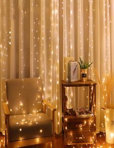 3m LED Fairy Lights Christmas Garland Curain lampe Remote Contrôle USB String sur les décorations de fenêtre pour Home5092005