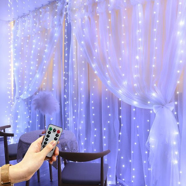 Guirlandes lumineuses féeriques Led de 3m, rideau, télécommande USB, décorations de noël pour la maison, lumières de Patio extérieures, décoration de jardin