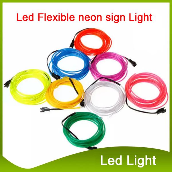 Tira de Led de 3M, letrero de neón Flexible, luz que brilla, tubo de cuerda de alambre, luz de neón, 8 colores, disfraz de fiesta de baile de coche + controlador de luces de Navidad