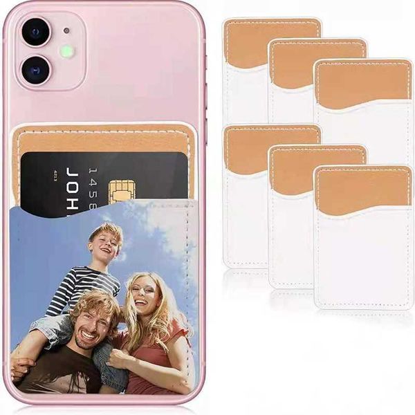 3M Mobile Phone Back Stick Pocket DIY Vierge Sublimation Fente pour Carte de Crédit Argent Portefeuille Coin Sacs Transfert De Chaleur Blanc Noir Couleur PU Cuir Carré Dessous De Verre G76ZBA8