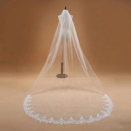 3M une couche dentelle bord blanc ivoire cathédrale voile De mariage longue mariée pas cher femmes accessoires Veu De Noiva