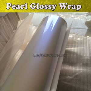 Premium Pearl Gloss Vinyl blanc / bleu Perle Car Emballage de voiture avec bulle gratuite pour les autocollants de voiture FedEx Livraison gratuite Taille: 1,52 * 20m / rouleau