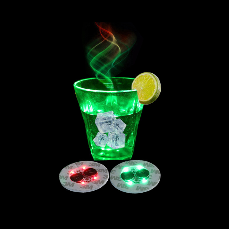 3M klisterm￤rken LED -dalar dricker Novelbelysning LEDS Bar Coaster Bottle Light Sticker Perfect Partys Br￶llopsst￤nger (Blue) Usalight