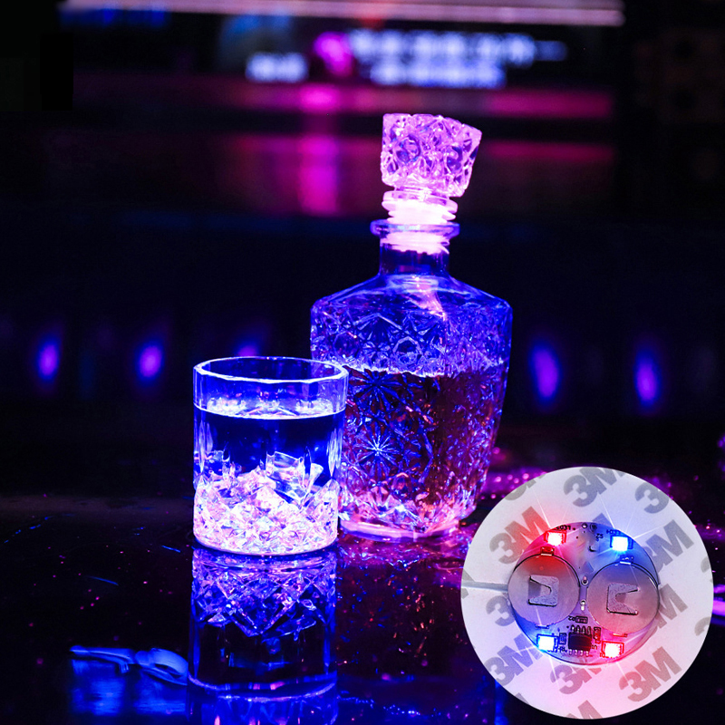 3M Stickers LED Coasters Drinks Novelty Lighting Leds Bar Coaster Bottle Light Sticker Perfect Partys Wedding Bars (Blue) usastar