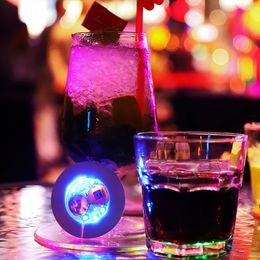 3M -stickers LED Coasters for Drinks Nieuwheid verlichting LED's Bar Coaster Flessen Lichtsticker Perfecte partys Wedding Bars (blauw) Usalight