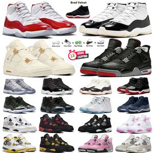 Jumpman 4 11 Hommes Femmes Chaussures de basket-ball Chat noir militaire 4s Bred Red White Thunder Vivid Sulphur 11s Cherry Red Velvet Gamma Blue Cool Grey Midnight Navy Baskets