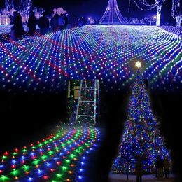 3M X 2 M impermeable LED Net Mesh Fairy String Lights lámpara de barra de hielo para interior al aire libre Twinkle Home Garden Fiesta de Navidad Wedding251d