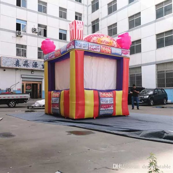 cabina de dulces inflable de publicidad al aire libre de 3m x 3m con forma de tira de LED China para decoraciones de quiosco de ventas