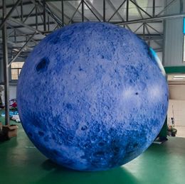 3M10ftdia luchtdichte PVC Giant opblaasbare Moon Planet -ballonnen met LED -licht voor het hangen van feestdecoratie