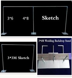 3M6M Bruiloft Decor Draperie Pijp StandPiping frame voor draperen Stainessstaal Achtergrond Stand1585949