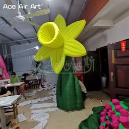 3mH opblaasbaar gele bloemen replica plantenmodel met ventilator voor evenementendecoratie en tentoonstelling