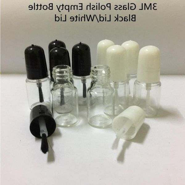 Botella de esmalte de uñas vacío de 3 ml/3g con cepillo botellas de vidrio de barniz de aceite redondo transparente con tapa de plástico XWIGC