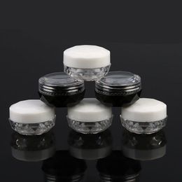 3ML 5G Forma de diamante Caja de crema Botella de acrílico Crema de diamante Nail Glitter Pots Maquillaje Embalaje Crema Tarros Embalaje cosmético WFMHL