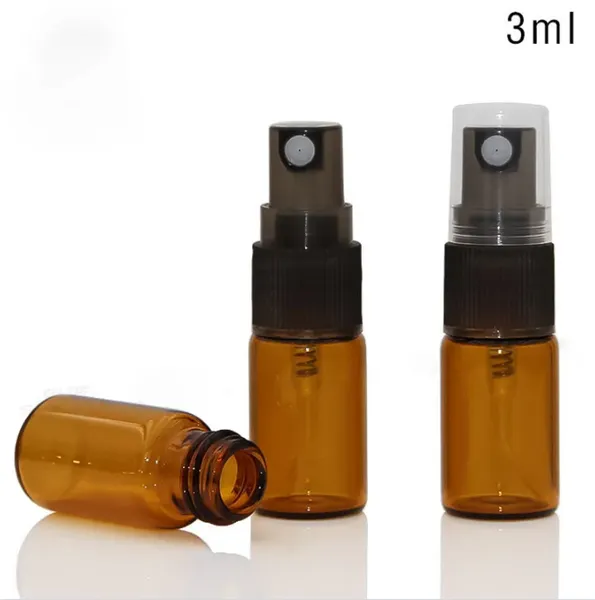 Flacon vaporisateur en verre ambré 3 ml 5 ml 10 ml avec atomiseur de soins de la peau cosmétique pour Ejuice Eliquid Spray Rechargeable BottleTravel Size Container