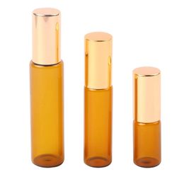 Rouleau de verre mince de 3ML 5ML 10ML sur des flacons d'huile essentielle de rouleau d'essai d'échantillon de bouteille avec de l'acier inoxydable