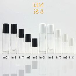 Envío gratis 3 ml / 5 ml / 7 ml / 10 ml Botella de rodillo de perfume de vidrio transparente Maquillaje cosmético Aceite esencial Rollo de masaje en botellas Niwit