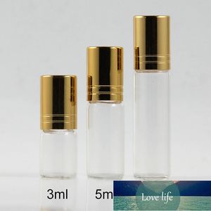 bouteille 3 ml 5 ml 7 ml mini rouleau de parfum avec bouchon en or rouleau d'huile essentielle transparent sur verre gratuit
