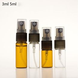 3 ml 5 ml Amber Veton de pulvérisation transparente Verre vide Rechargeable Perfume fin Fine Mist Cosmetic Container Emballage de flacon Hwjnf JKDNS