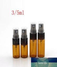 3 ml 5 ml Mini botella de spray de vidrio marrón Muestra de niebla Pulverizador Pantalla de perfume Envase de vidrio Atomizador recargable Vial 100pclot1885659