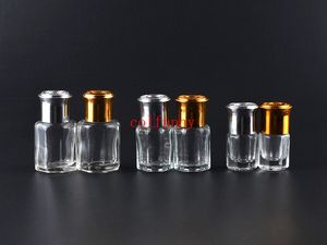 3 ml 6 ml 10 ml 12 ml achthoekige glazen fles met gouden deksel, rol op fles, parfumrolflessen, etherische olie verpakking