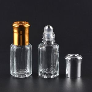 3 ML 6 ML 10 ML bouteille en verre octogonale rouler sur des bouteilles d'arôme rechargeable boule en métal parfum huile essentielle emballage flacons LX2411