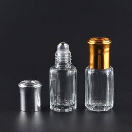 3ML 6ML 10ML Bouteilles en verre octogonales avec Roll On Aroma Bottles Metal Ball Parfum Flacons d'emballage d'huile essentielle Boîtier rechargeable ZA1623 Gfgqs