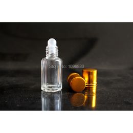 3 ml 6ml achthoekige glazen fles met gouden deksel, aroma rol op fles, parfumrolflessen, essentiële olie verpakking, 50pcs / lot