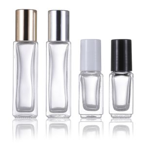 Rouleau de parfum de 3 ml 8 ml sur bouteille en verre argent or bouchon noir transparent avec flacons d'huile essentielle à rouleau en métal