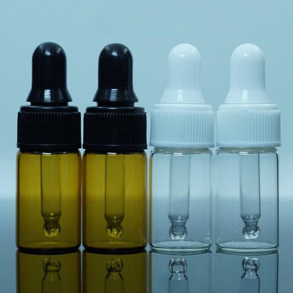 Flacons compte-gouttes en verre ambré de 3 ml avec bouchon noir, bouteille d'huile essentielle, petits flacons de parfum, stockage d'échantillonnage F2017347